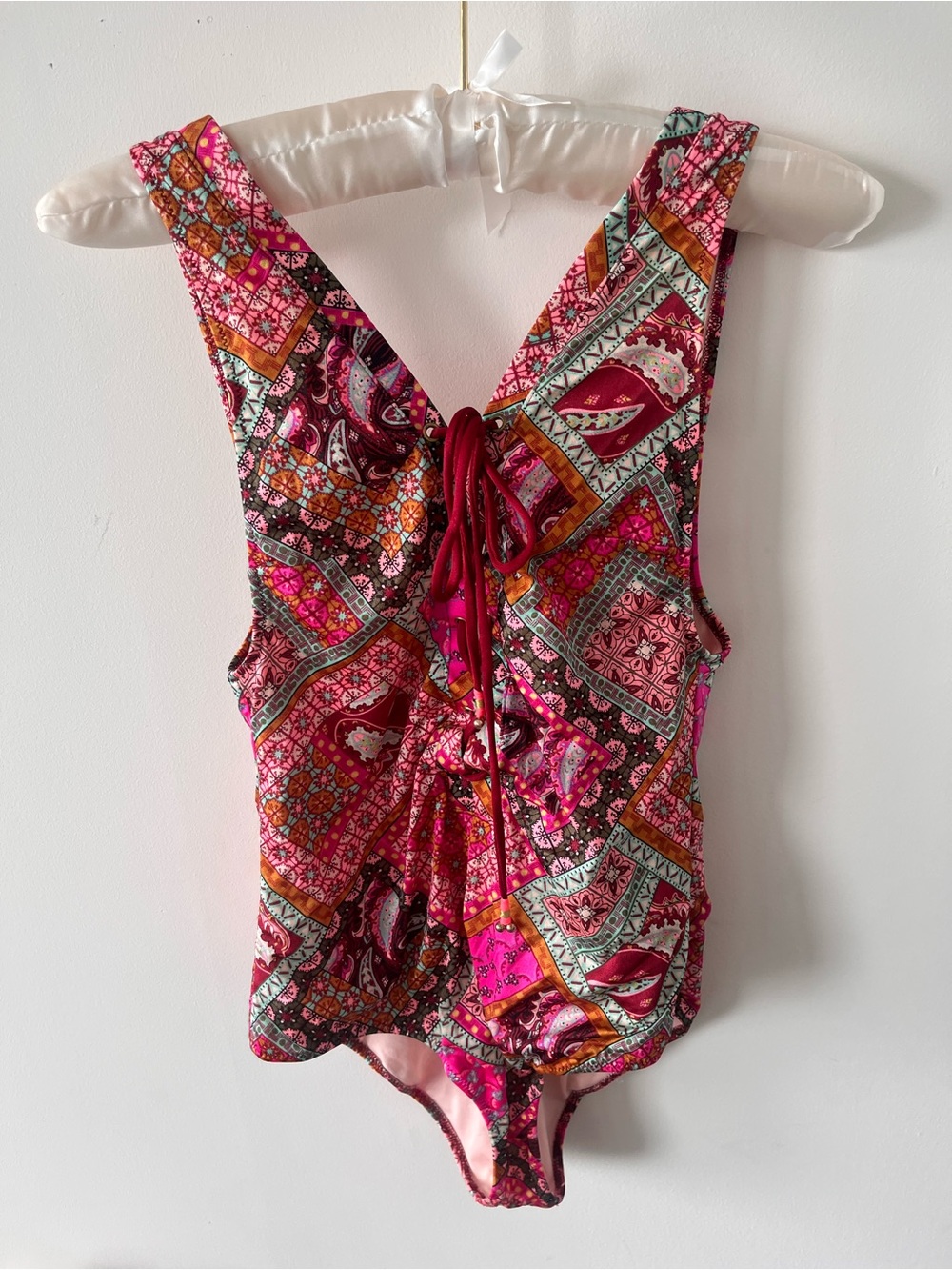 Victoria's Secret | S | Pink Multi-Print Lace-Up Swimsuit in excellent condition